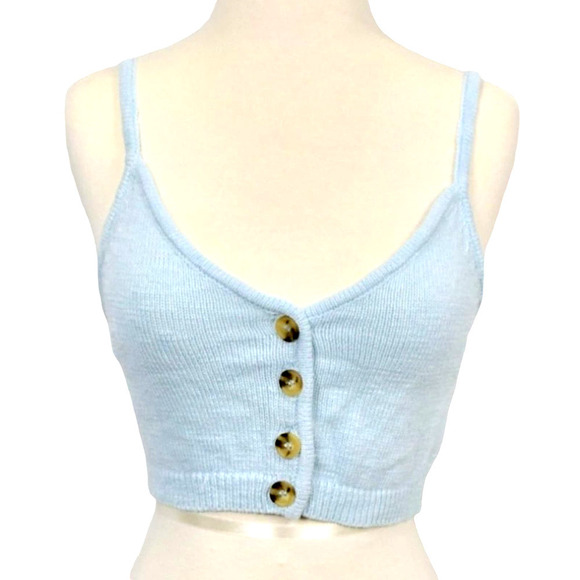 GLASSONS - 2 pc light blue knitted tank top & cardigan set women's size M - Picture 3 of 4